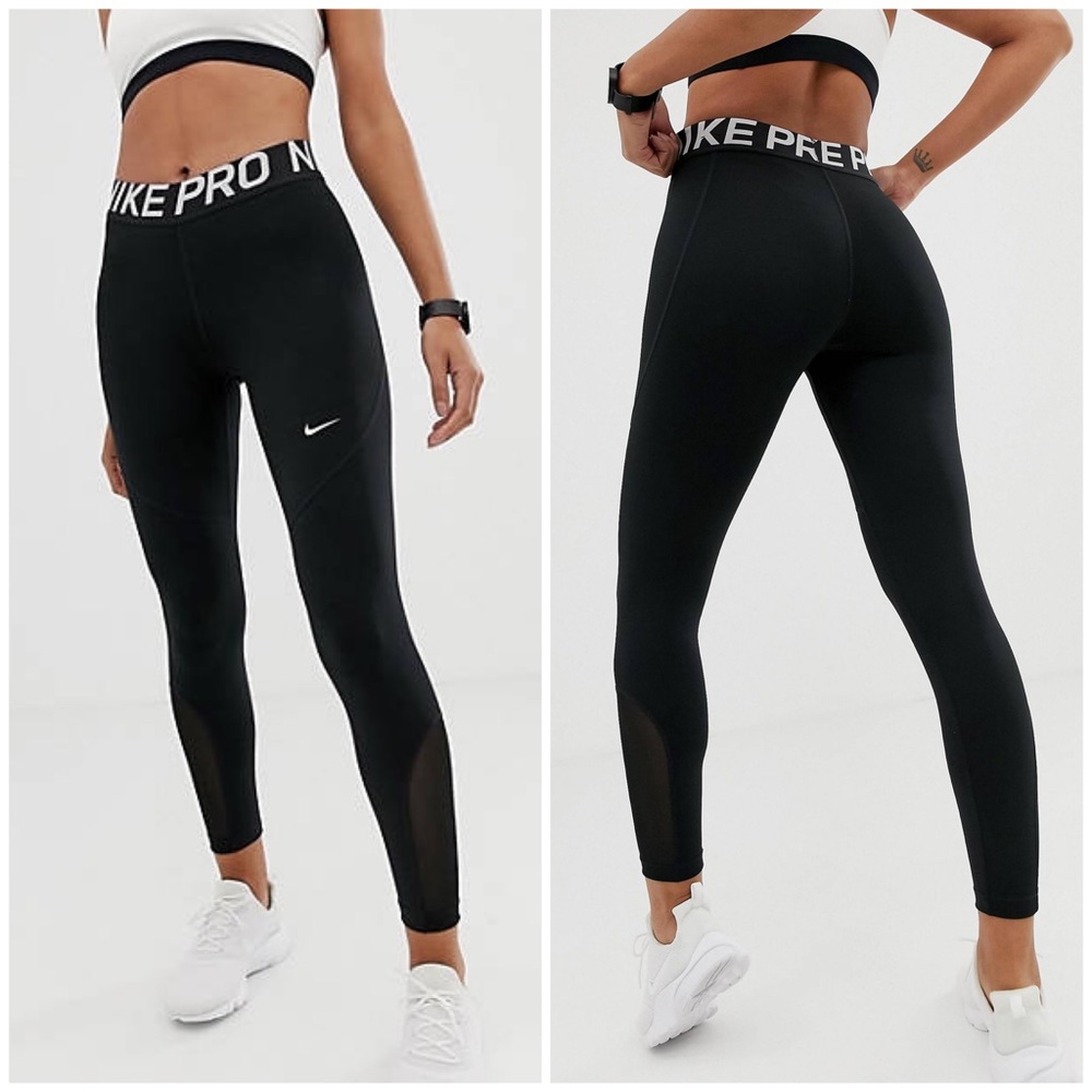 Nike Pro Training capri leggings in black with mesh womens size small